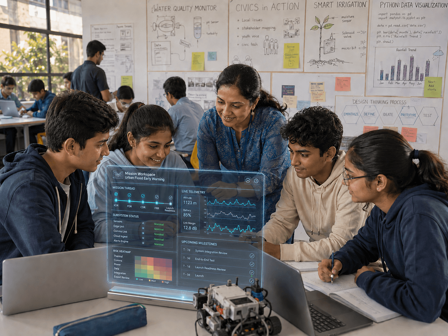 Students in a technology-enriched classroom developing digital literacy and collaborative skills.